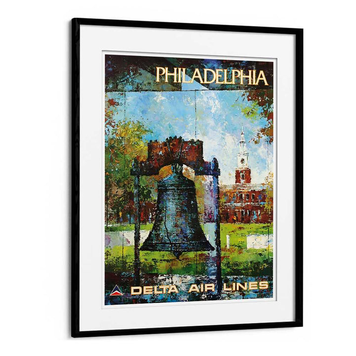 Explore the charm of PHILADELPHIA, VINTAGE TRAVEL POSTERS featuring the iconic Liberty Bell in vibrant colors.