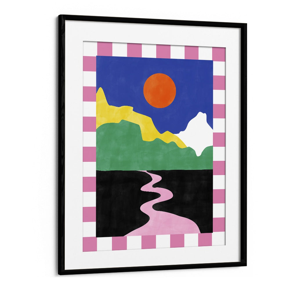 Colorful PINK ROAD, LANDSCAPE PAINTINGS by Elena Ristova, featuring vibrant scenery and a serene design.