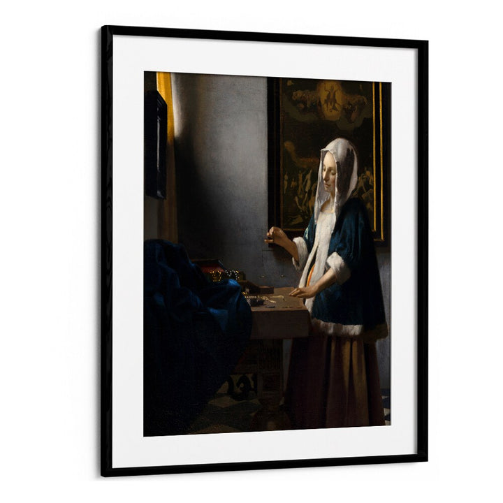 WOMAN HOLDING A BALANCE , VINTAGE PAINTINGS