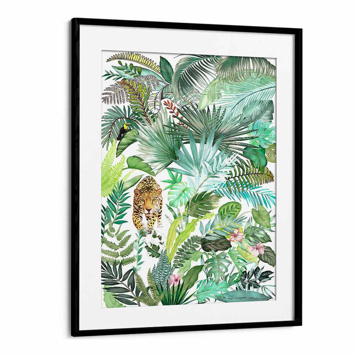 JUNGLE LEOPARD III , FLORAL FLOWER PAINTINGS