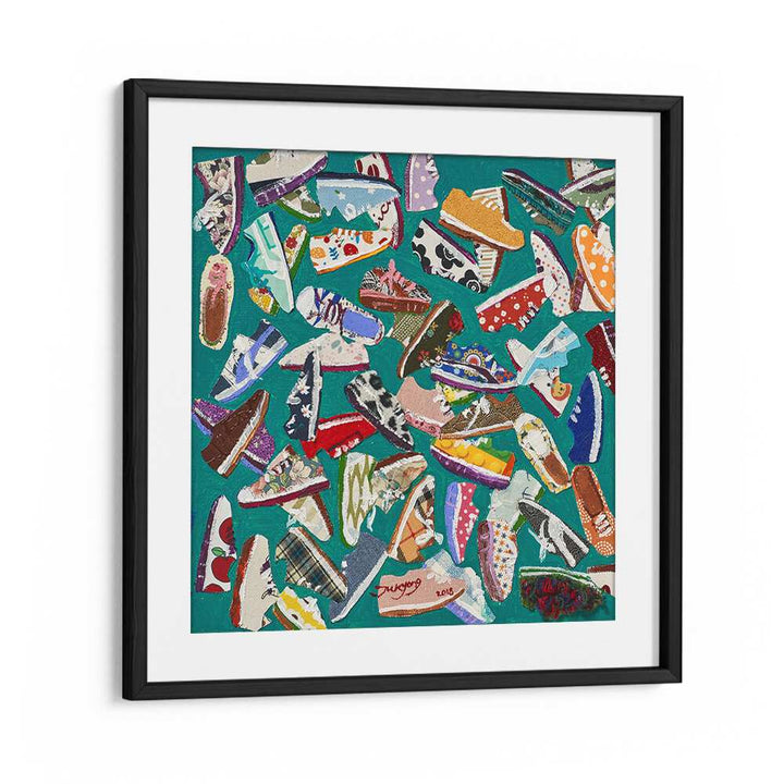 Colorful collage of trendy shoes in a stylish frame, perfect for fashion enthusiasts. Explore SHOES, FASHION POSTERS!