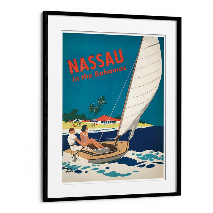 NASSAU I, VINTAGE TRAVEL POSTERS showcase a sailboat scene, capturing the charm of Nassau's Caribbean beauty.