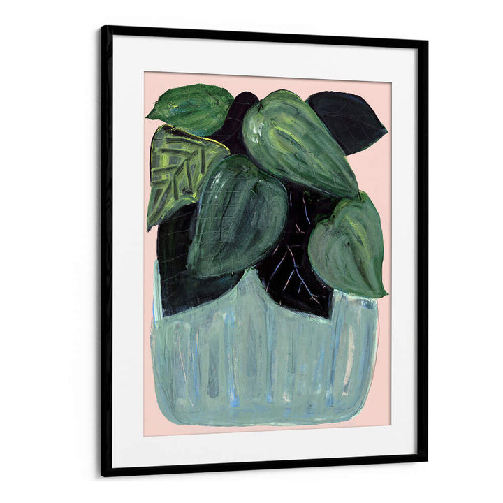 POTTED PLANT NO I, FLORAL FLOWER PAINTINGS, vibrant artwork showcasing lush leaves, perfect for home decor enhancement.