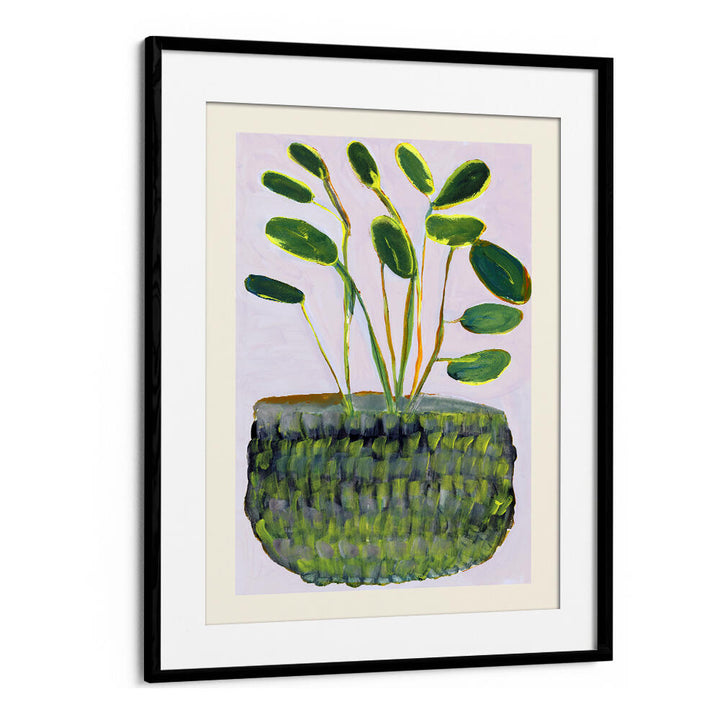 Bright green leaves in a stylish pot, showcasing the enchanting PLANT I, FLORAL FLOWER PAINTINGS collection.
