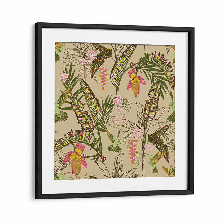 BANANA LEAVES AND HUMMINGBIRDS SAND , FLORAL FLOWER PAINTINGS