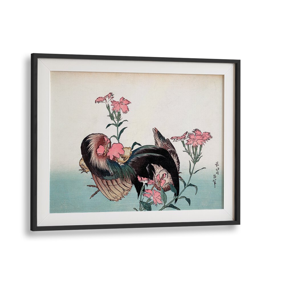 KATSUSHIKA HOKUSAI’S COCK AND FLOWER , VINTAGE PAINTINGS