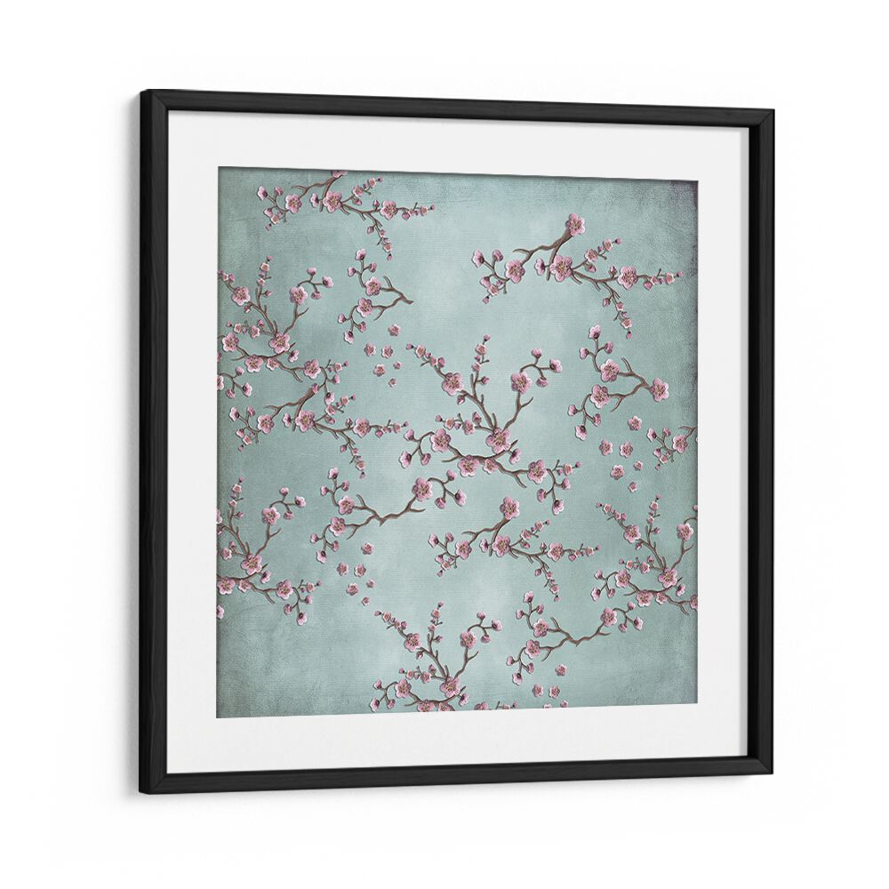 Stunning CHERRY BLOSSOMS II, FLORAL FLOWER PAINTINGS featuring delicate pink blooms against a serene backdrop.