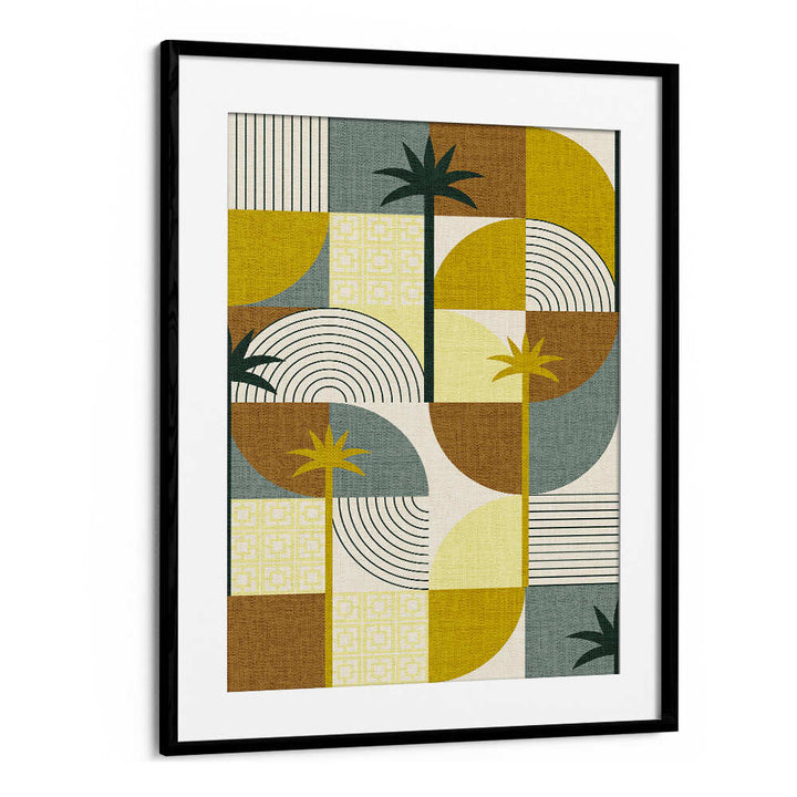 DESERT SHAPES ADN PALMS MUSTARD , BOHO ART PAINTINGS