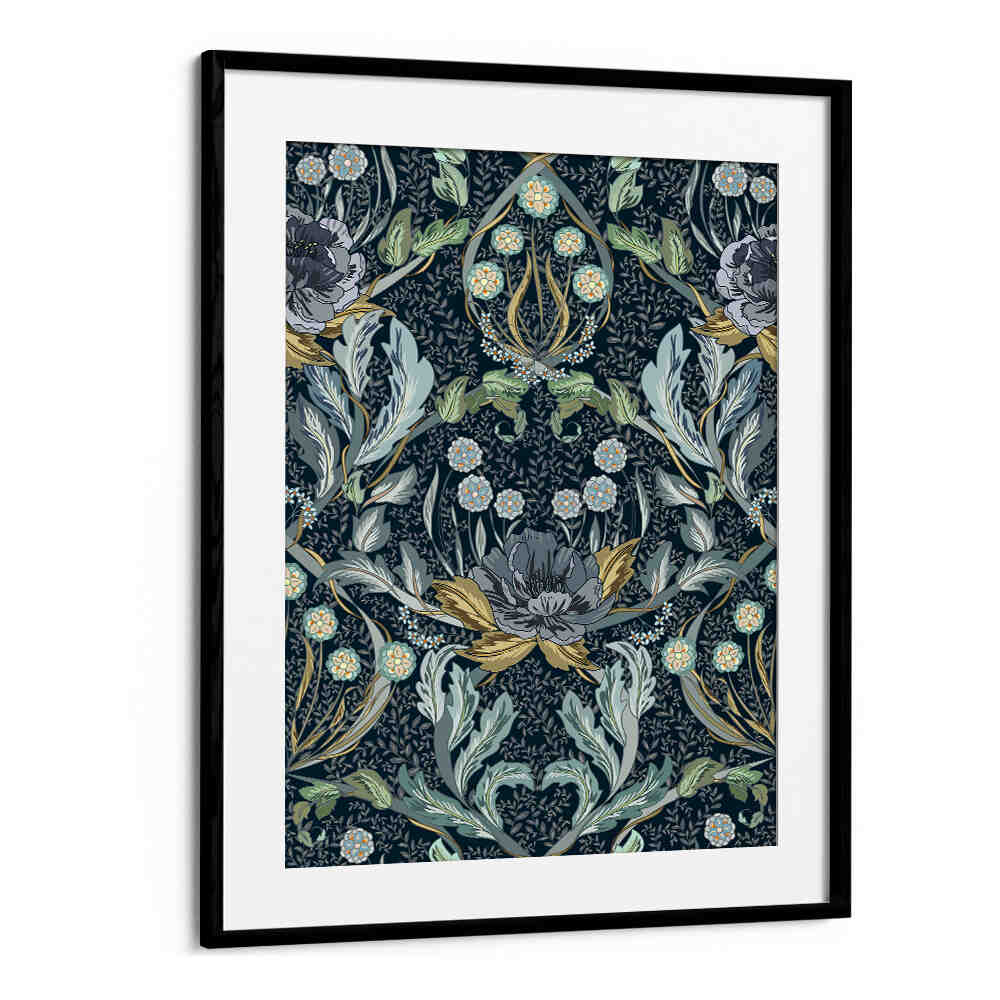 Captivating FLORAL BLUE PATTERN, PATTERN ART PRINTS enhance any space with bohemian charm and intricate details.