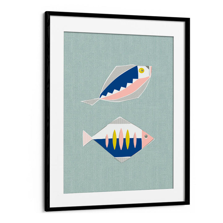 MID CENTURY KITCHEN FISHES MINT II , KITCHEN POSTERS
