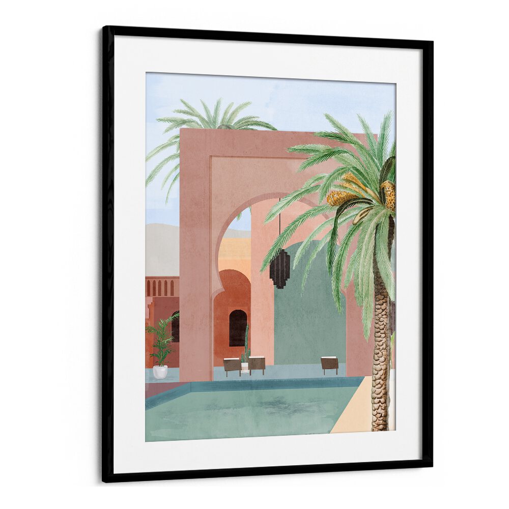 Stunning MOROCCAN POOL, BOHO ART PAINTINGS showcasing vibrant colors and intricate designs for a stylish home.