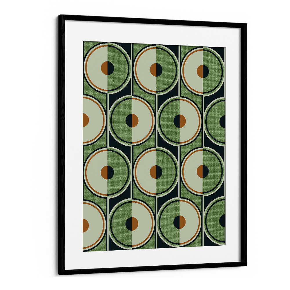 RETRO CIRCLES GREEN , GEOMETRIC ART PRINTS