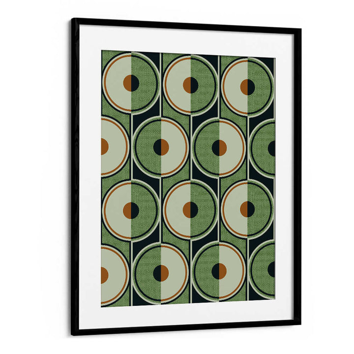 RETRO CIRCLES GREEN , GEOMETRIC ART PRINTS