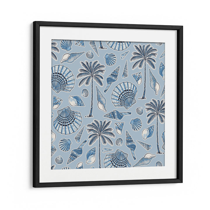 SEA SHELLS AND PALMTREES LIGHT BLUE , BEACH PAINTINGS