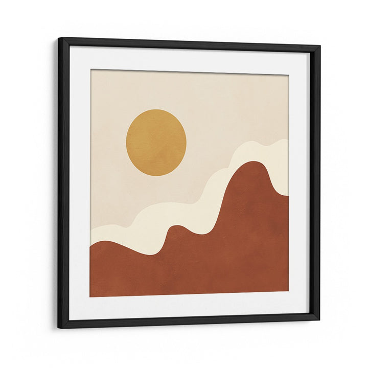 Stylized Sun Above Curved, Boho Art Paintings create a warm, earthy vibe for your living space. Perfect for bohemian decor!