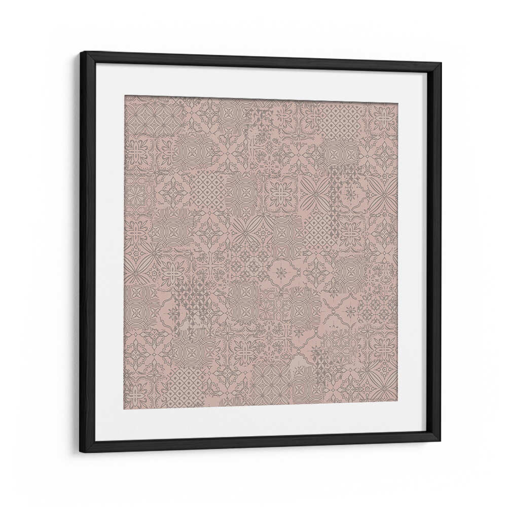 VINTAGE TILE PATTERN CLASH SOFT PINK , PATTERN ART PRINTS