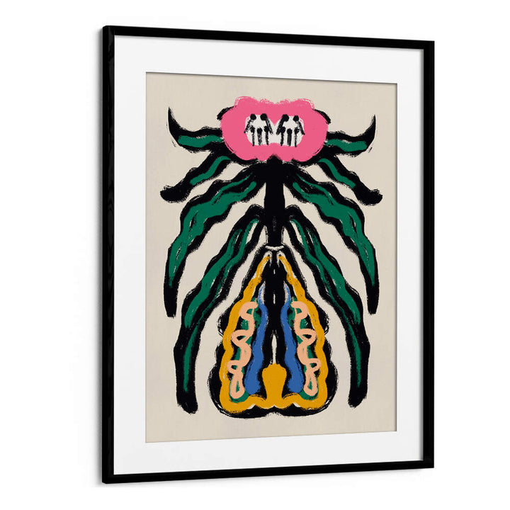 SYMMETRICAL DESIGN WITH A PINK FLOWER , FLORAL FLOWER PAINTINGS