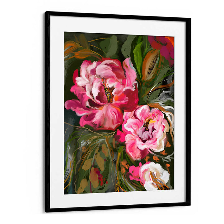EXPRESSIVE PINK PEONIES , FLORAL FLOWER PAINTINGS