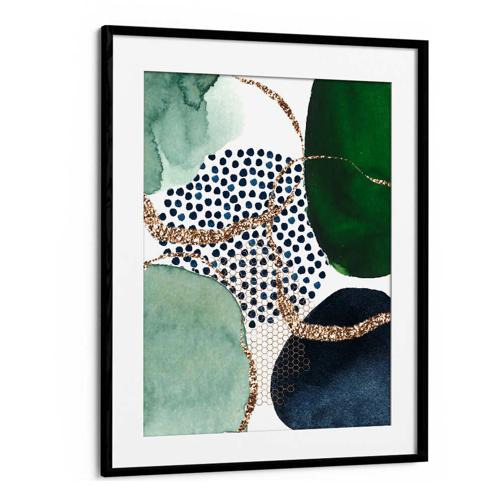 GREEN SHAPES , BOHO ART PAINTINGS