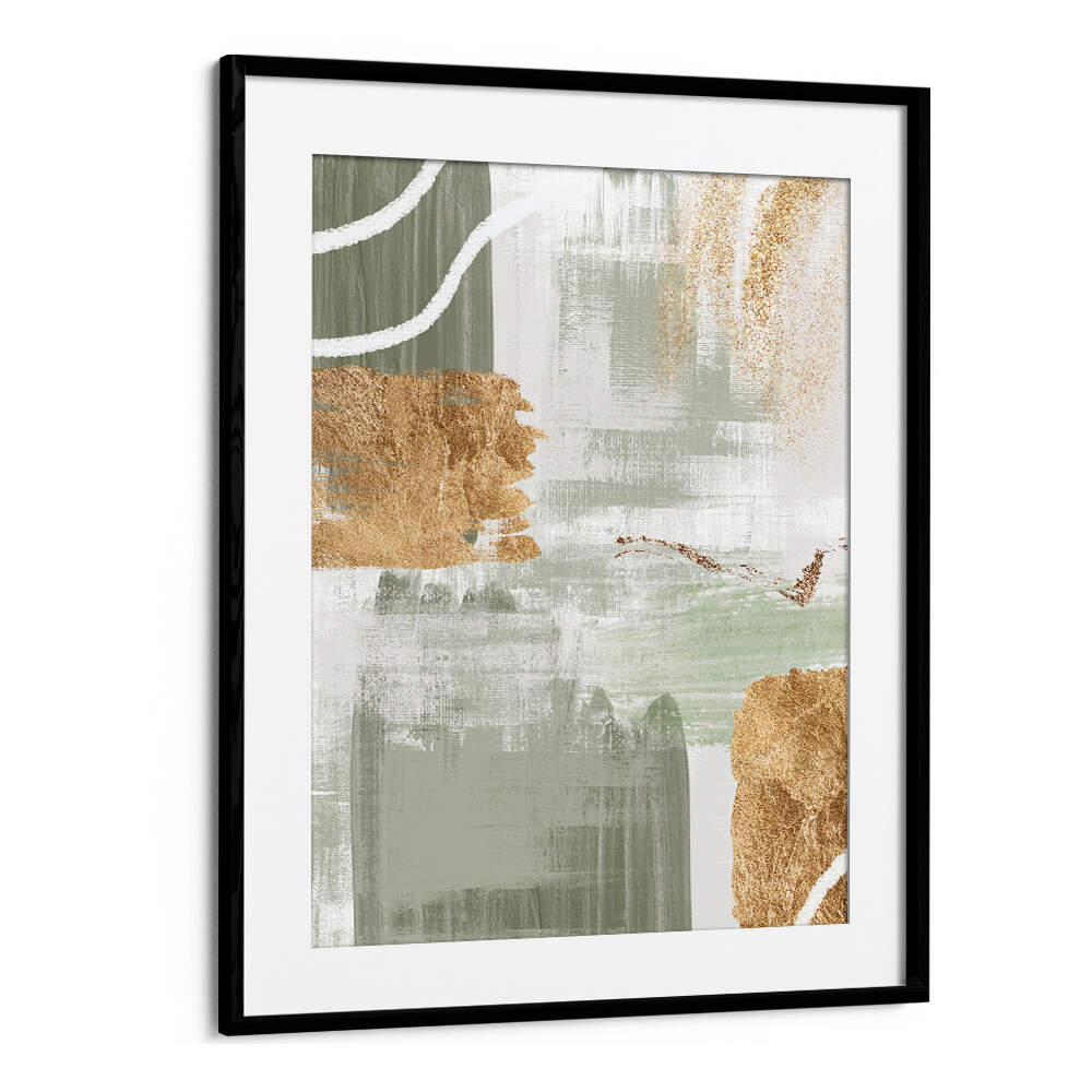 WHITE LINES ON GREEN II , BOHO ART PAINTINGS