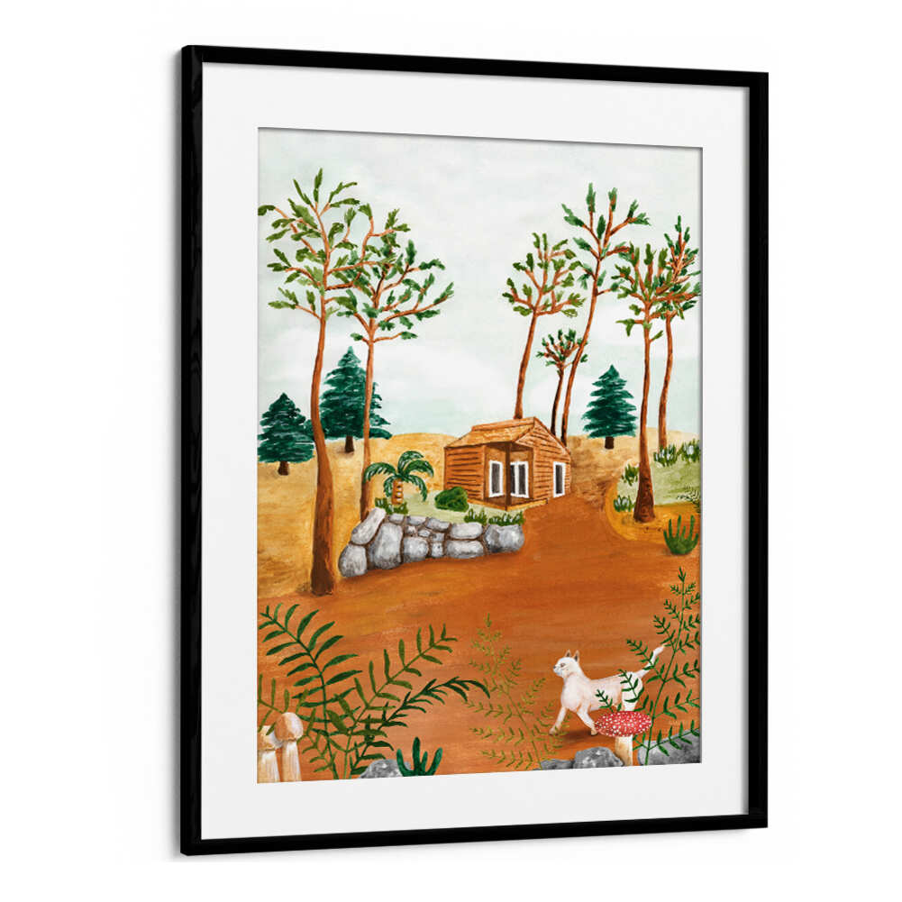 CABIN IN THE WOODS , LANDSCAPE PAINTINGS