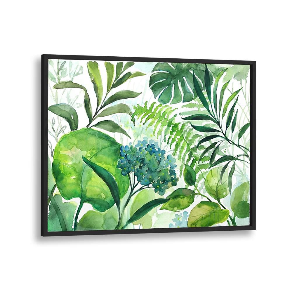 Lush green leaves and vibrant flowers in DIVERSE GREEN LEAVE, FLORAL FLOWER PAINTINGS enhance any space beautifully.