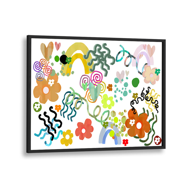 Vibrant FLOWERS LOVE RAINBOWS, FLORAL FLOWER PAINTINGS mural adds a lively, colorful touch to your space.