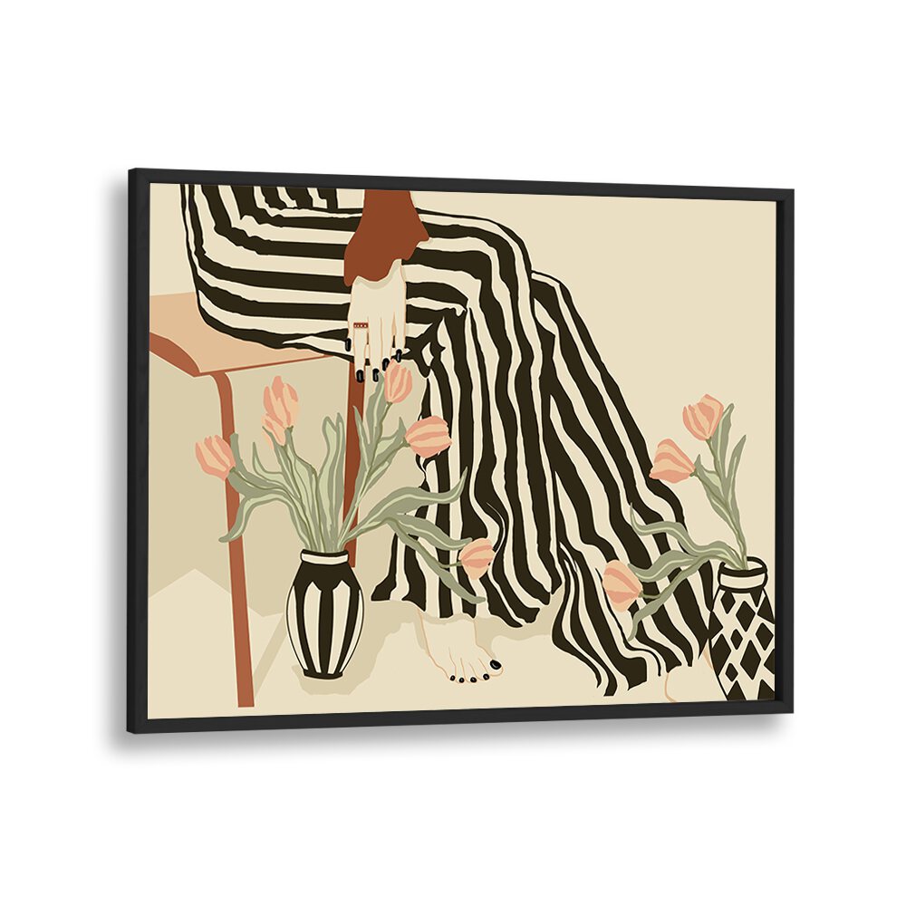 Stylish TULIPS BY MY FEET, BOHO ART PAINTINGS, showcasing elegance in home decor with floral charm.