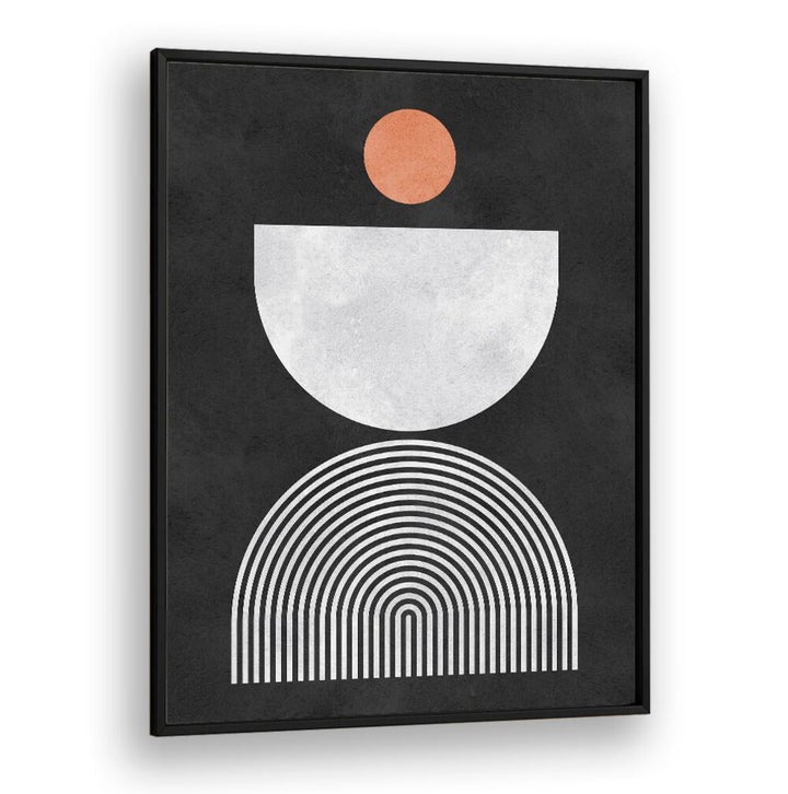 Modern LINES AND CIRCLES X, BOHO ART PAINTINGS featuring geometric shapes on a dark background, perfect for stylish decor.