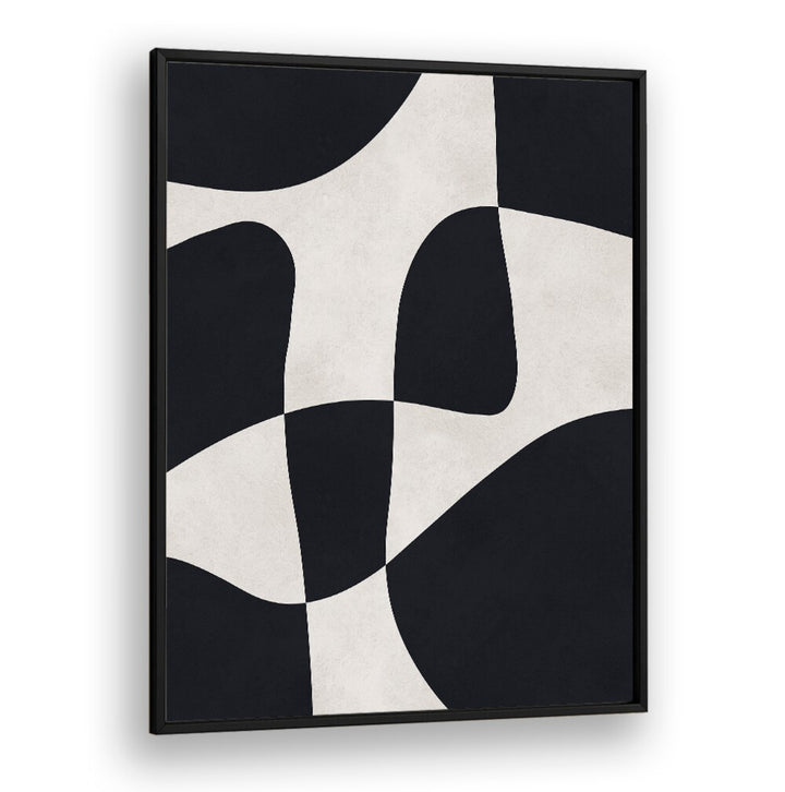 CURVED SHAPES 3, ABSTRACT PAINTINGS feature elegant black and white designs, perfect for modern decor enthusiasts.