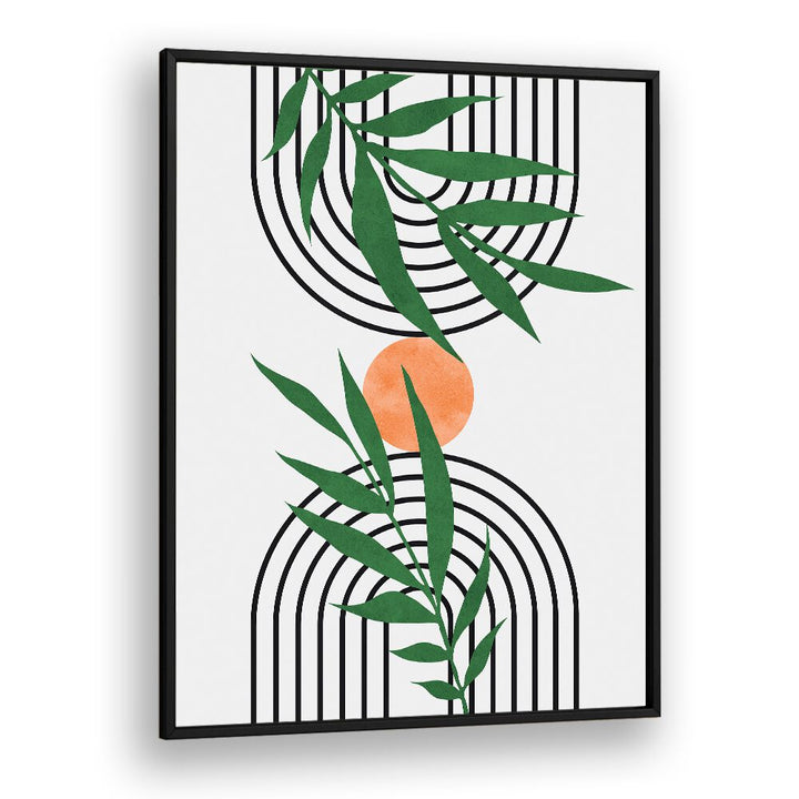 Stunning LEAVES VI, BOHO ART PAINTINGS featuring vibrant watercolor leaves with geometric designs, perfect for any space.