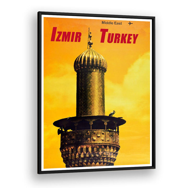 Stylish TURKEY III, VINTAGE TRAVEL POSTERS featuring Izmir's iconic tower against a vibrant backdrop. Perfect for decor!