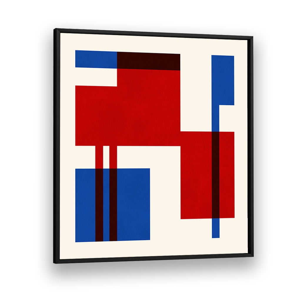 Bold reds and blues define the COLORFUL SEVEN, GEOMETRIC ART PRINTS, adding modern flair to any space.