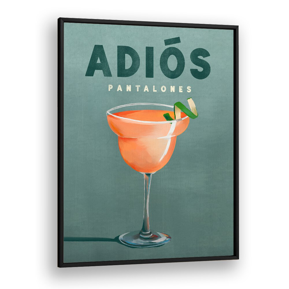Vibrant PANTALONES, BAR art print featuring a cocktail, perfect for enhancing any bar or lounge ambiance.