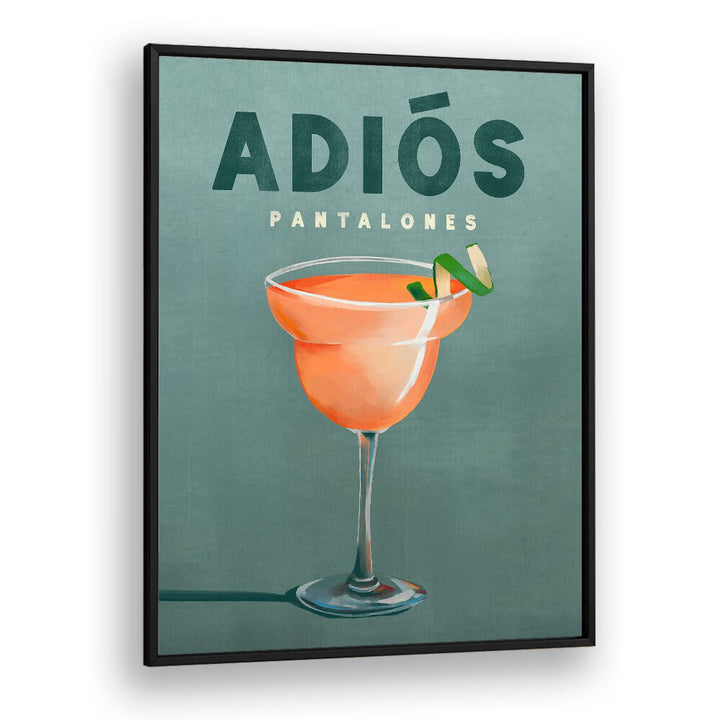 Vibrant PANTALONES, BAR art print featuring a cocktail, perfect for enhancing any bar or lounge ambiance.