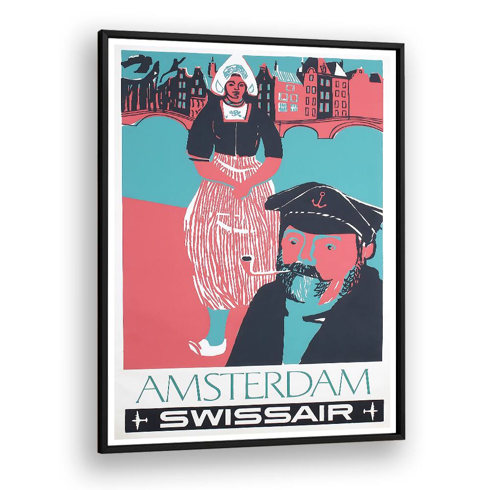 Stylish AMSTERDAM II, VINTAGE TRAVEL POSTERS showcasing iconic Dutch culture and architecture for your decor.