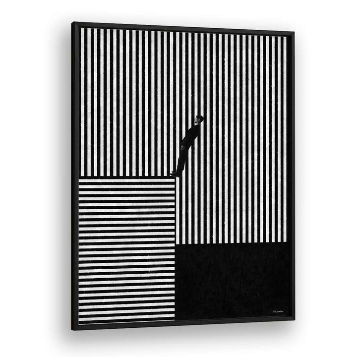 Striped Illusion, geometric art prints from Underdott, featuring bold black and white stripes for modern decor.