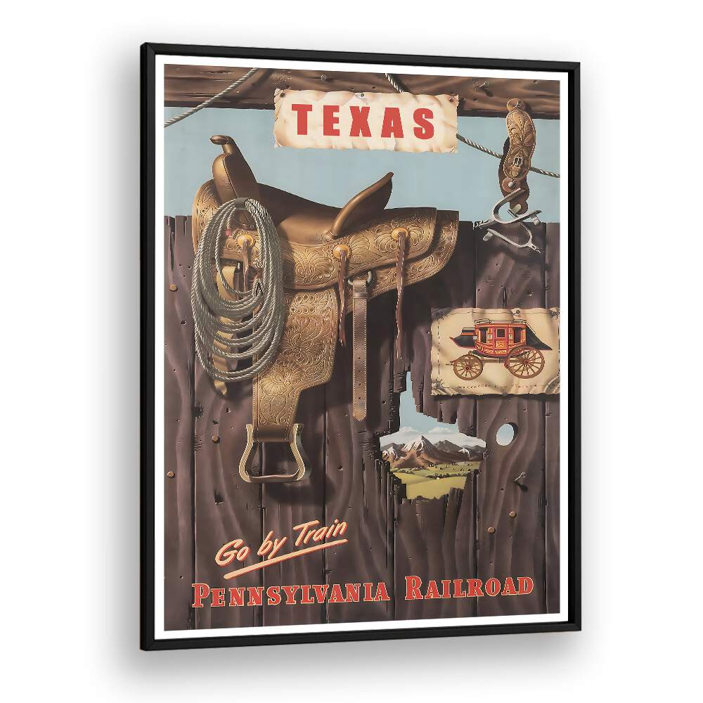 Explore TEXAS I, VINTAGE TRAVEL POSTERS featuring iconic Texas imagery and vibrant culture, perfect for decor lovers.