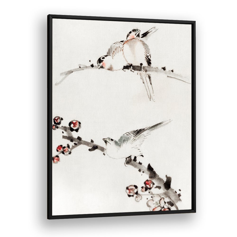 BIRDS ON BRANCHES , VINTAGE PAINTINGS