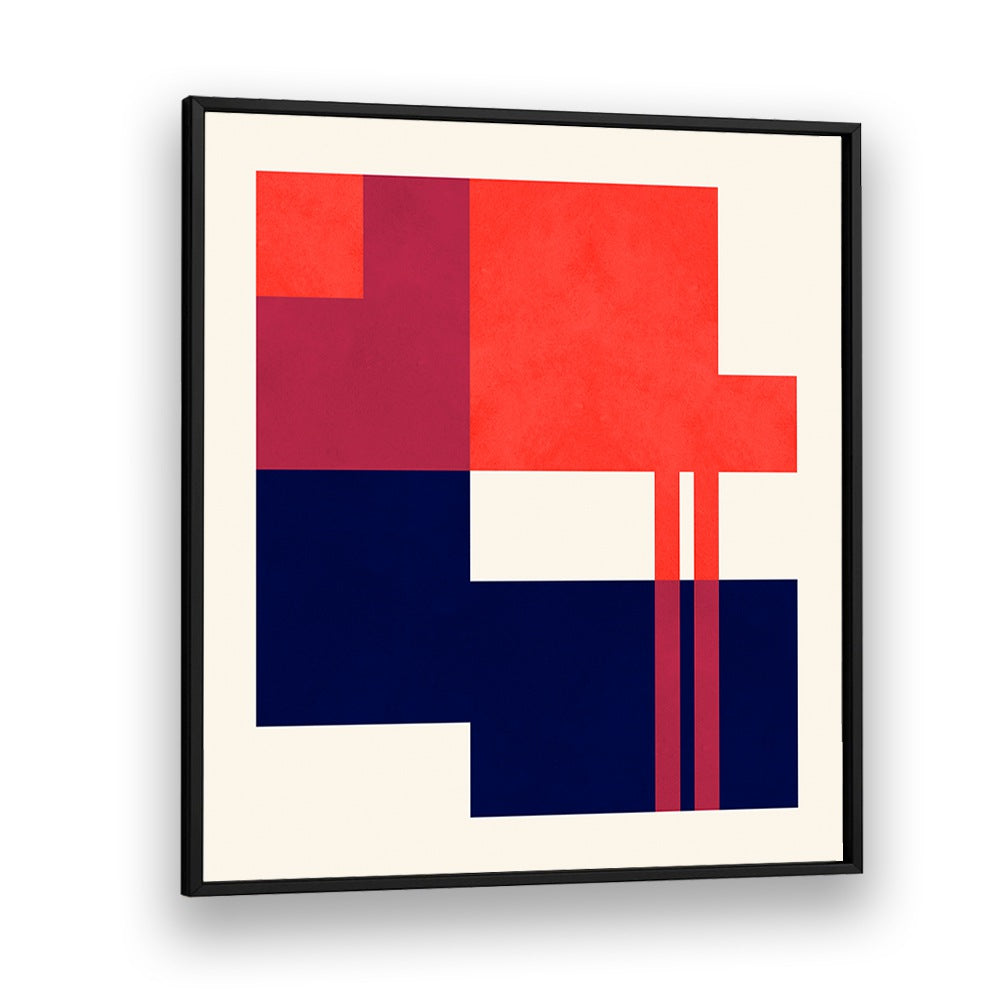 Vibrant COLORFUL 5, GEOMETRIC ART PRINTS featuring bold shapes in red and blue for modern decor enhancement.