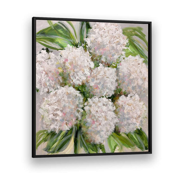 Stylish BOUQUET OF WHITE HYDRANGEAS, FLORAL FLOWER PAINTINGS to enhance your home decor with elegance and charm.