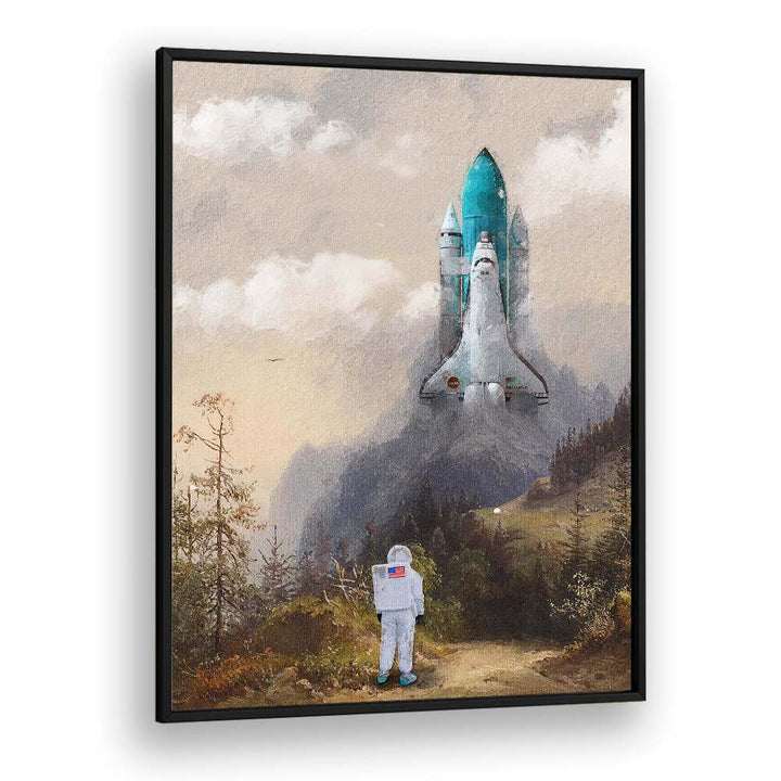 Surreal art print “Missed the Shuttle,” by Dikhotomy, enhances your space with captivating altered art prints.