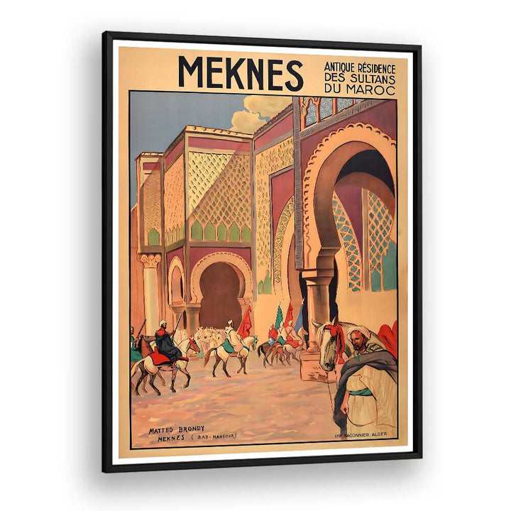 Explore MEKNES, VINTAGE TRAVEL POSTERS showcasing Morocco's historic beauty, perfect for art lovers and travelers alike.