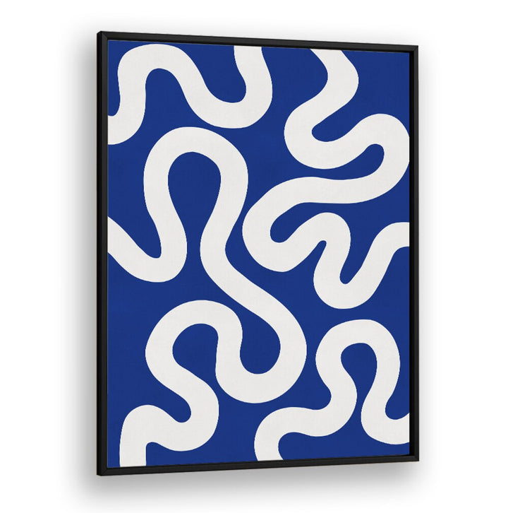 Vibrant blue and white patterns in UNDULATING CURVES III, ABSTRACT PAINTINGS, perfect for modern elegance in any space.