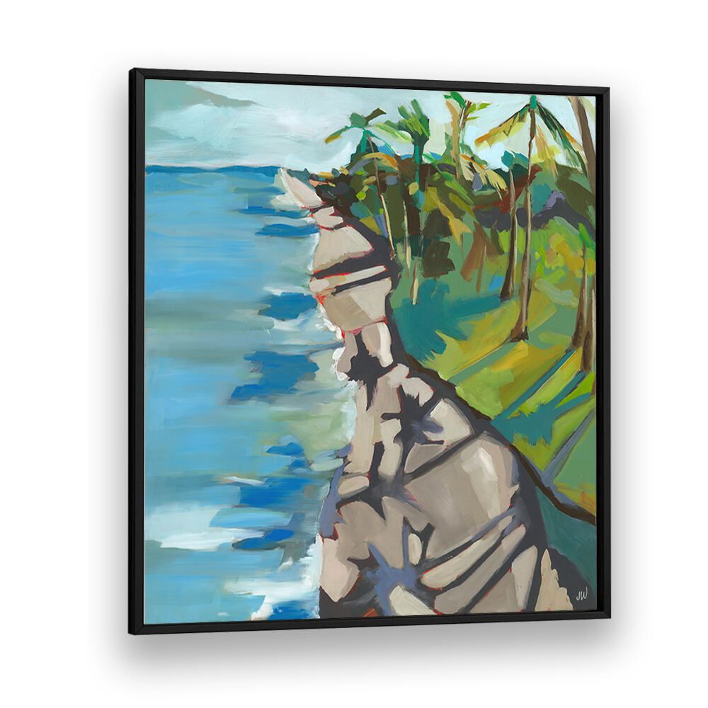 Stunning abstract WATER II, LANDSCAPE PAINTINGS featuring vibrant colors and serene coastal views, perfect for any space.