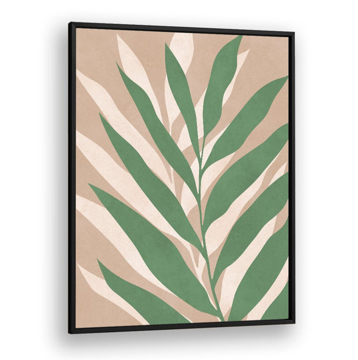 Vibrant green leaves on a neutral background define TROPICAL I, BOHO ART PAINTINGS, perfect for tropical decor.