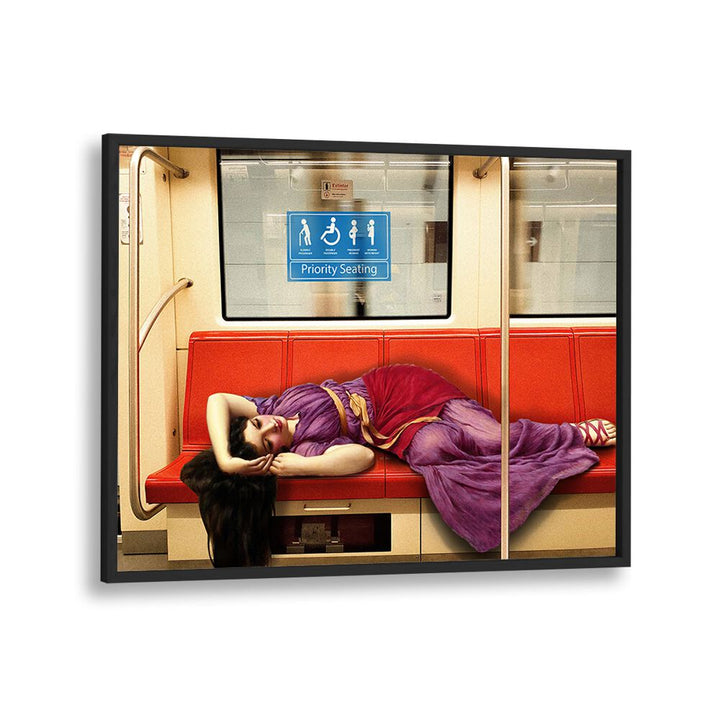 Priority Seating altered art prints by Dikhotomy showcase modern creativity with a striking subway scene.