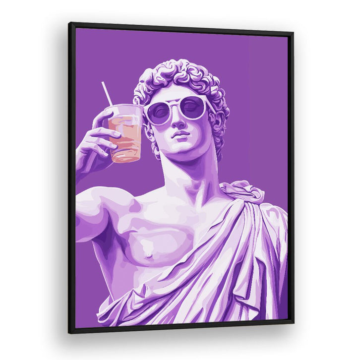 GREEK STATUE CHEERS, POP ART PAINTINGS showcase a vibrant figure celebrating joy with style, perfect for any space.