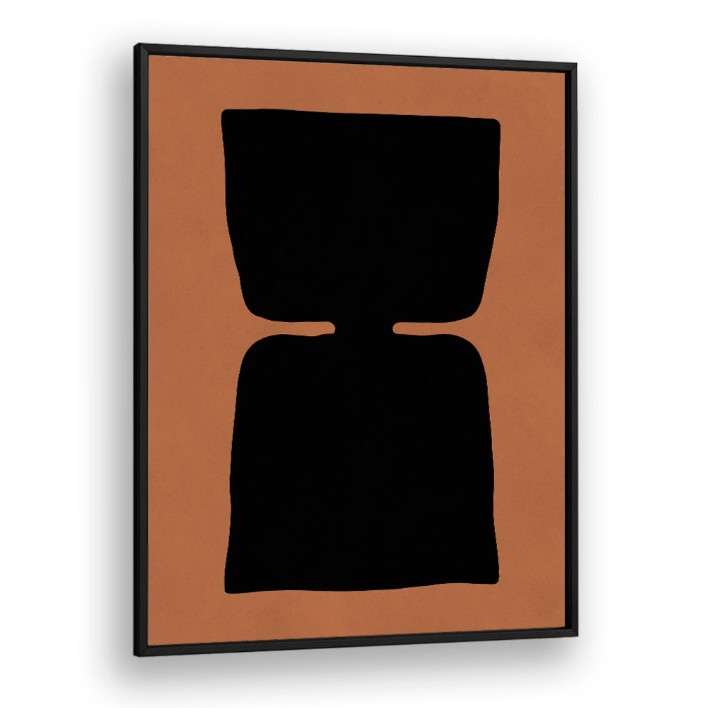 Bold black shapes on earthy tones in TRIBAL SHAPES XIX, GEOMETRIC ART PRINTS create a striking focal point.