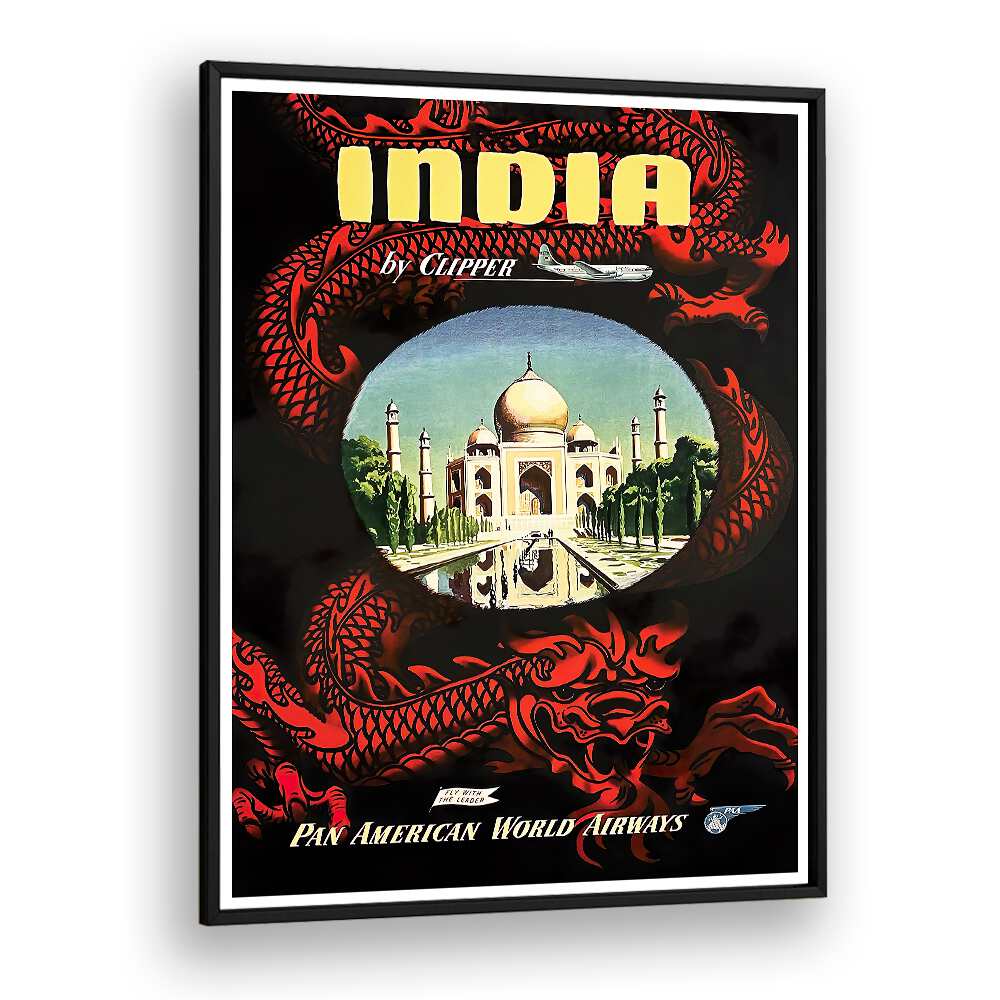 Discover the allure of INDIA I, VINTAGE TRAVEL POSTERS, featuring the iconic Taj Mahal in stunning detail.
